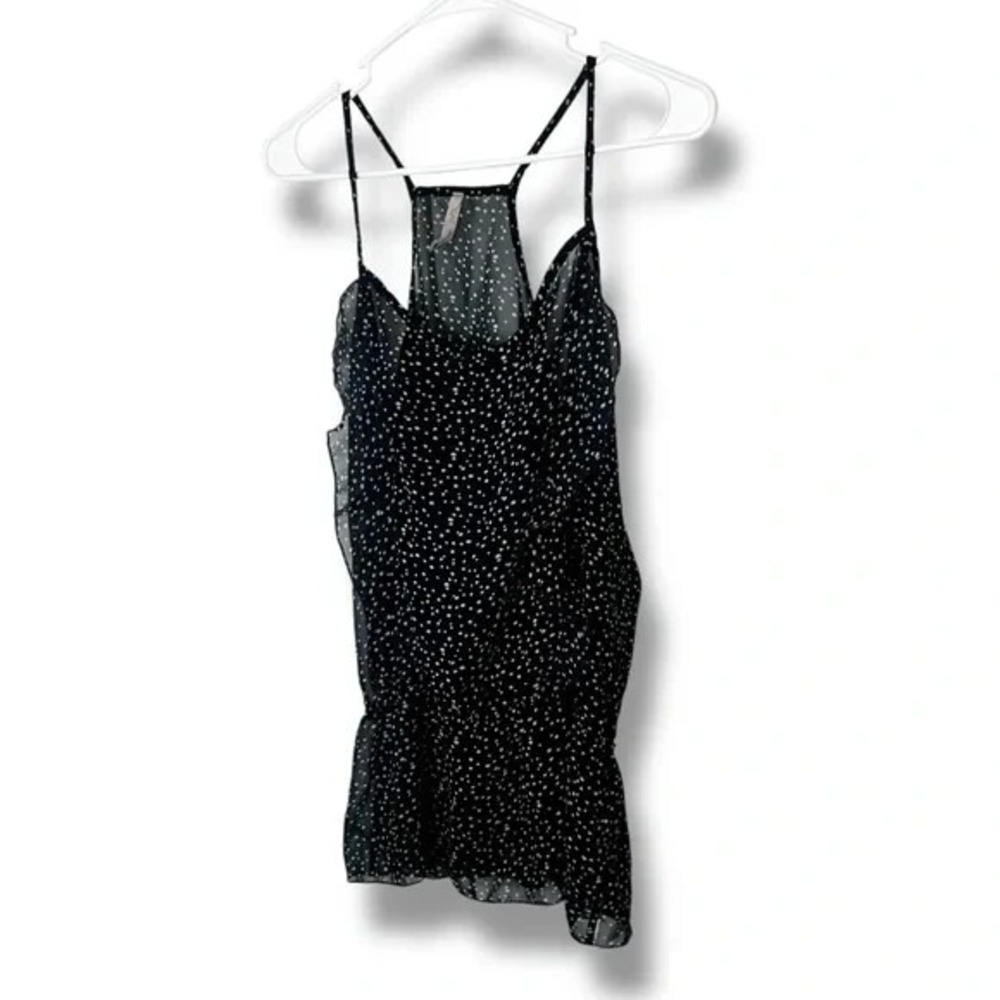 Vanilla Bay Blue Polka Dot Semi Sheer Sleeveless Blouse Size Large